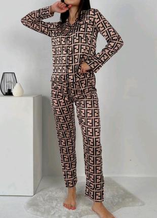 Трендовая пижама хит продаж модная подама домашний костюм шелк...