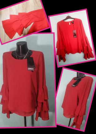 Мега стильна червона блуза only р-p eu 38