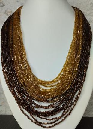 Винтажное многорядное ожерелье из бисера чешского