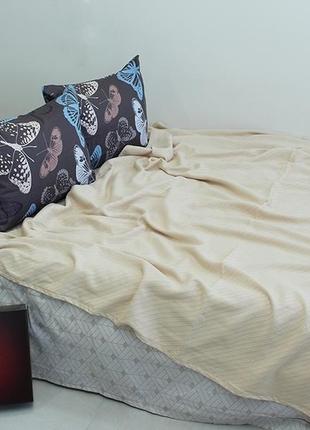 Сатиновое постельное бельё с покрывалом пике (летний комплект)