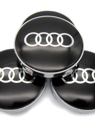 Колпачок - заглушка диска Audi 56/ 61мм Черные (к-т 4шт) с кол...