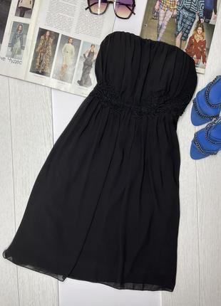 Чёрное шифоновое платье m платье a силуэта короткое платье бандо