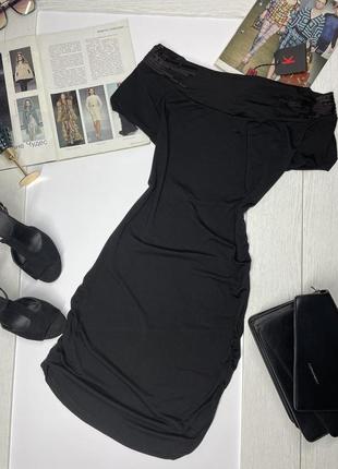 Новое чёрное вечернее платье s платье с драпировкой миди платье с