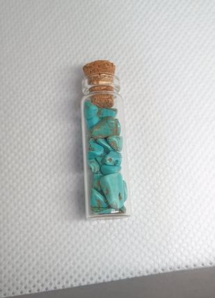 Натуральний камінь Бірюза в пляшці 3 см для медитації та декору