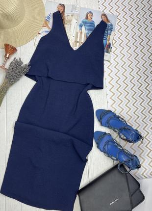 Новое синее платье s xs платье с разрезом на спине по фигуре