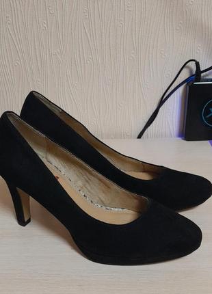 Стильные замшевые туфли чёрного цвета s. oliver soft foam, 💯 о...