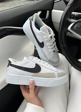 Кроссовки nike blazer low white black (высокая подошва)