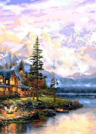 Картина за номерами Babylon Будинок біля гірського озера 40x50...