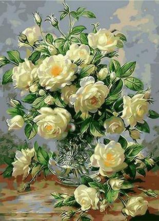 Картина за номерами Mariposa Букет білих троянд 40x50см MR-Q11...