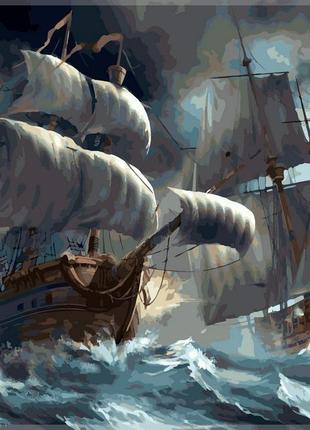 Картина по номерам Babylon Сражение кораблей во время шторма 4...