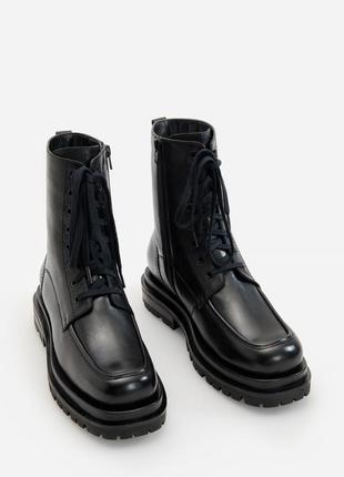 Идеальные кожаные ботинки на шнурках reserved черные сапоги на...