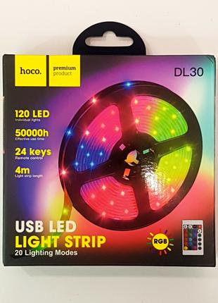 LED лента светодиодная RGB HOCO DL30 с пультом 4м, черная