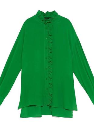 Зеленая рубашка оверсайз Zara