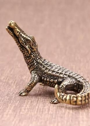 Фигурка статуэтка маленький крокодил аллигатор латунь латунный...