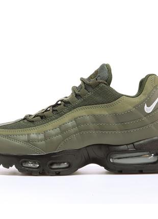 Мужские кроссовки Nike Air Max 95 Khaki Black White, хаки кожа...