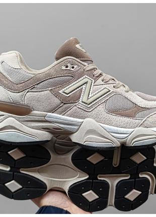 Мужские кроссовки New Balance 9060 Beige, бежевые замшевые кро...