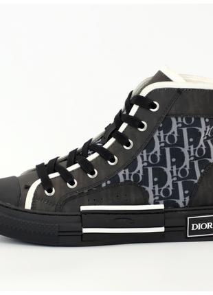 Женские кроссовки Dior B23 Sneakers High Black Top, черные кро...