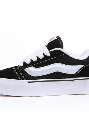 Женские кеды Vans KNU Skool Black White Platform old VN0A7Q5M6...