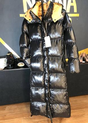 черное пальто  , женское длинное пальто монклер италия