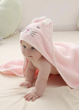Детское махровое полотенце Кролик Розовый кролик Розовый