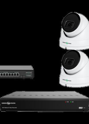 Комплект видеонаблюдения на 2 IP камеры 5MP для улицы/дома Gre...
