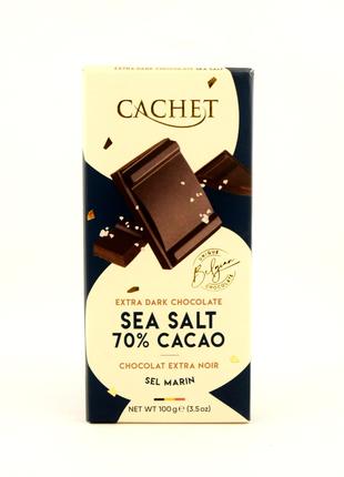 Шоколад черный с морской солью Cachet Extra Dark 70% cacao 100...