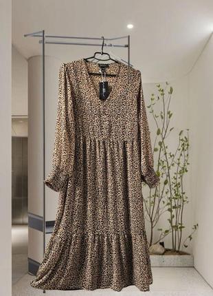 Длинное шифоновое леопардовое платье new look свободное