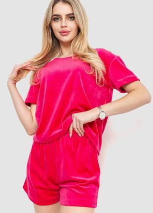 Домашний костюм велюровый, цвет розовый, 102r272-3