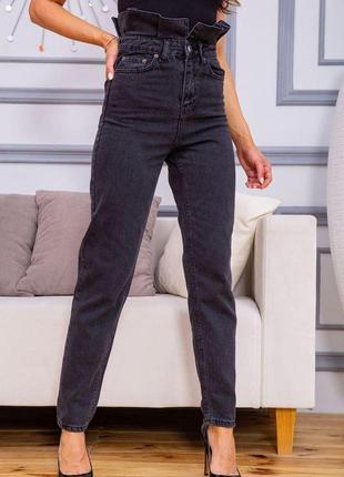 Женские джинсы на высокой посадке, черного цвета, 157r33-64-018
