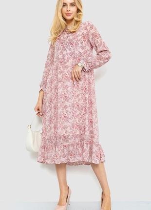 Платье шифоновое на подкладке, цвет розовый, 214r9002