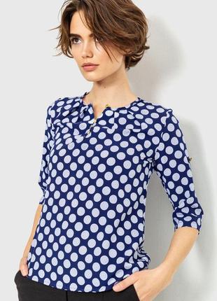 Блуза с принтом, цвет сине-белый, 230r1121-2