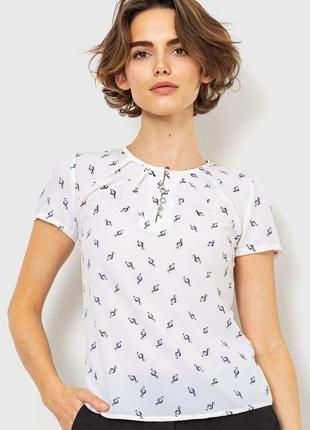 Блуза с принтом, цвет молочный, 230r112-1