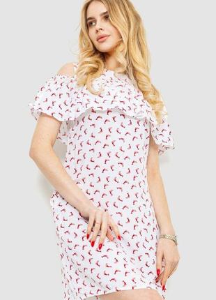 Платье с принтом, цвет бело-розовый, 230r24-2