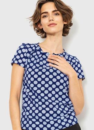 Блуза с принтом, цвет сине-белый, 230r112-3