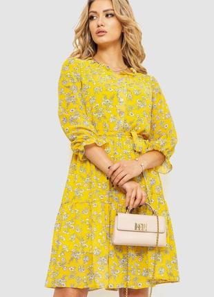 Платье шифоновое на подкладке, цвет желтый, 230r023-13