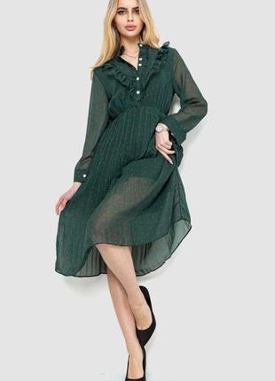 Платье шифоновое в горох, цвет зеленый, 204r620