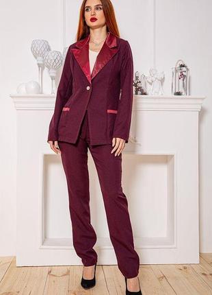 Женский костюм брюки + пиджак, вишневого цвета, 104r1285