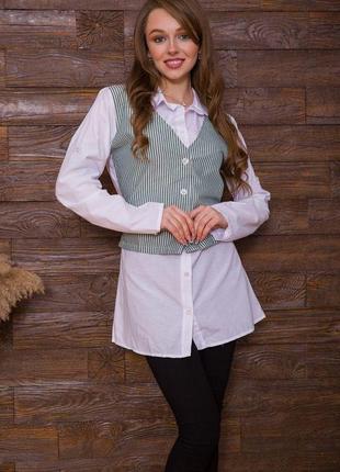 Женская рубашка, с декором в бело-зеленую полоску, 119r320