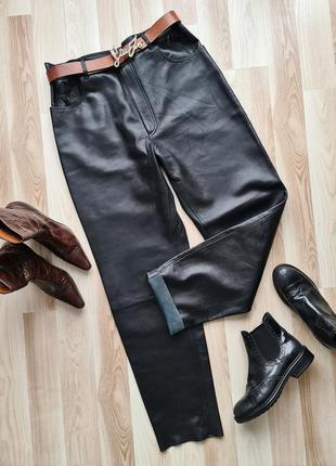 Черные кожаные брюки женские из натуральной кожи брюки женские...