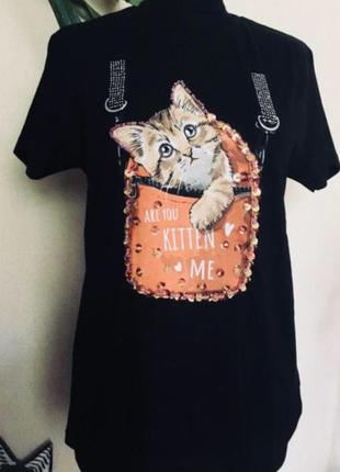 🔥 футболка 🔥 бавовна туреччина принт котик