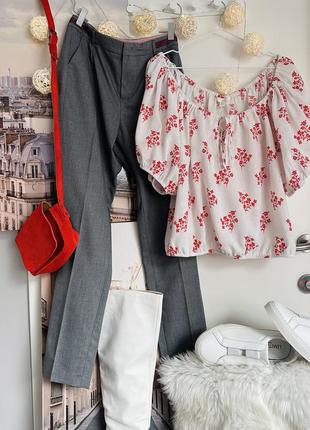 Комплект стильные брюки и блуза лен а хлопок р 40(12)