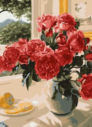 Картина по номерам розы на подоконнике 40*50 см artcraft 12115-ac