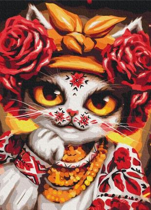 Картина по номерам кошка роза ©марианна пащук 40*50 см brushme...