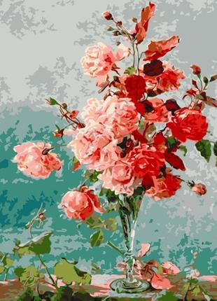 Картина по номерам розовые розы. цветы 40*50 см art craft 1313...