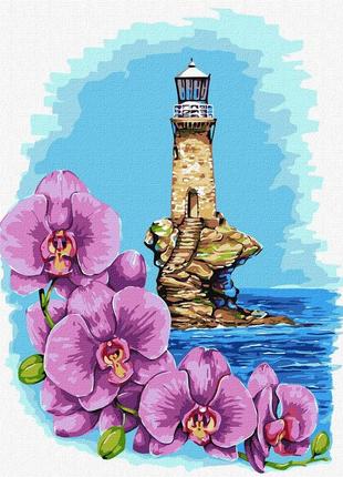 Картина за номерами маяк з орхідеями 30*40 см ідейка kho 5082