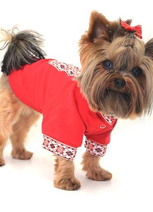 Рубашка вышиванка для собак zoo-hunt красная 3xs