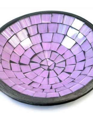 Блюдо терракотовое с фиолетовой мозаикой (d-15 h-3 см)