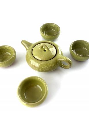 Сервиз керамический бежевый (чайник - 200мл., чашка - 60мл.)(2...