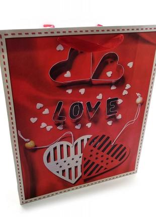 Пакет подарочный картонный "love" (18х23х8 см)