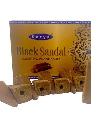 Black sandal backflow dhoop cone (черный сандал)(satya) 10 кон...